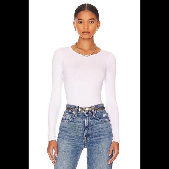 Tops - Yummie Longsleeve Thong Bodysuit in White Size Medium/ Large NWT